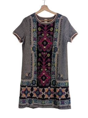 Anthropologie Gray Mini Dress with Colorful Panel, M